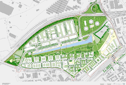 Der Rahmenplan für das neue Wohnquartier Flugfeld. Quelle: Zweckverband Flugfeld Böblingen/Sindelfingen