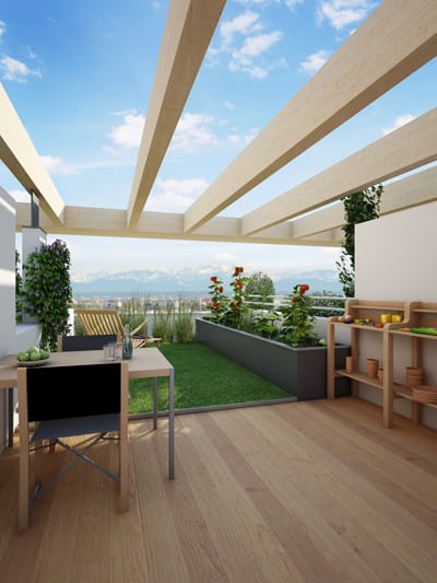 Dachgarten beim Neubauprojekt "Baumkirchen Mitte"