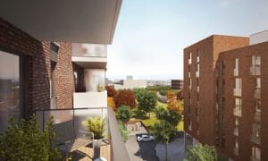 Das Neubauprojekt "YOKO HafenCity Hamburg". Mit der für das Quartier typischen Backsteinfassade.
