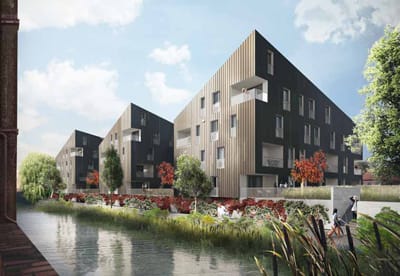 Wohnen am Harburger Binnenhafen: Neubauprojekt Maritimes Wohnen am Kaufhauskanal.