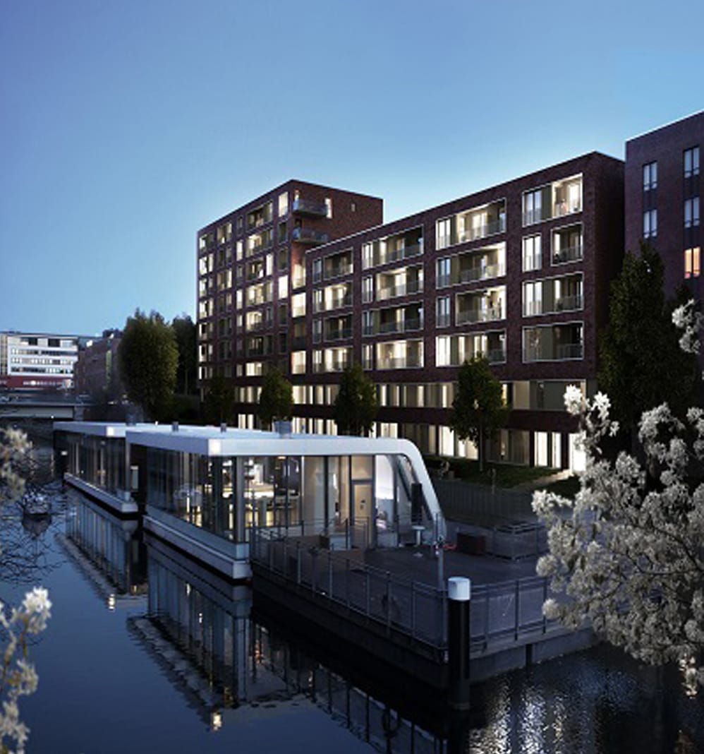 In Wasserlage entsteht das Neubaurpojekt "Mien Leev" in Hamburg-Hammberbrook.