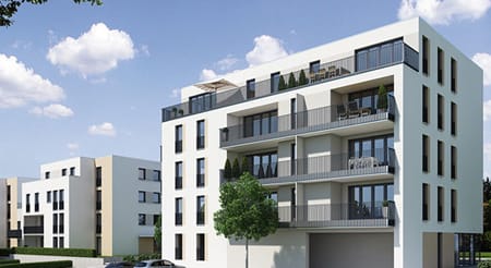 Neubauwohnungen und Einfamilienhäuser im "Quartier am Schillerplatz" in Herrenberg. Foto: formart