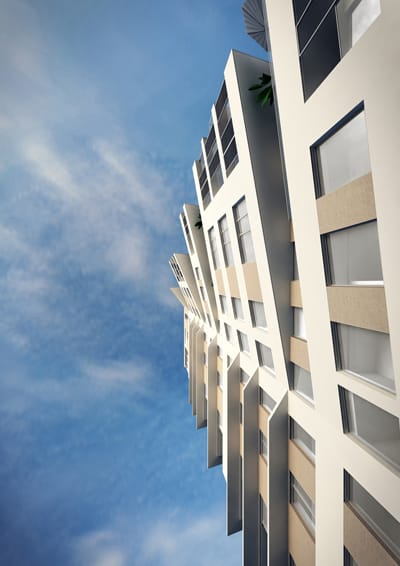 Fassaden - mal anders. Wohnturm PRAEDIUM. Foto: Mattheußer