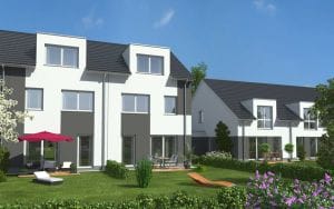 Moderne Architektur am Rande der Metropole: Schnelsener Stadthausvillage. Foto: ACCENTIS Bau