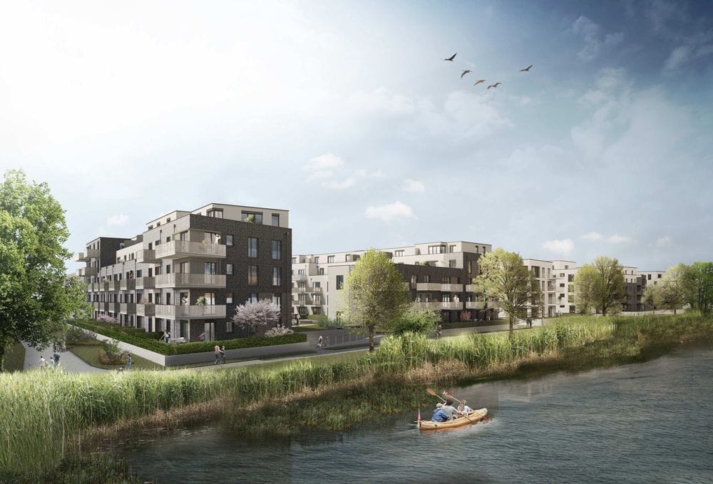 Beliebter Neubau-Standort: An Bergedorfs Schleusengraben