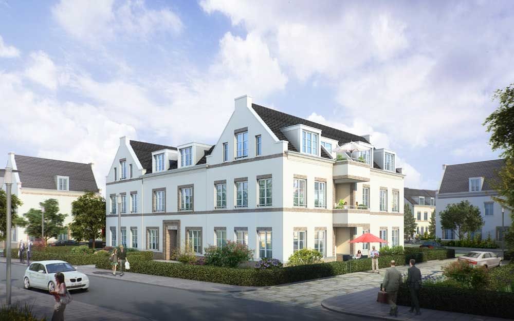 Zwei Stadtvillen im Neubauprojekt "Grüne Aue". Bild: Verimag