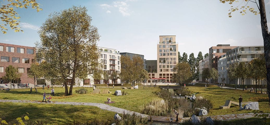 Neubau-Quartier im Herzen der Elbinsel Wilhelmsburg schreitet voran