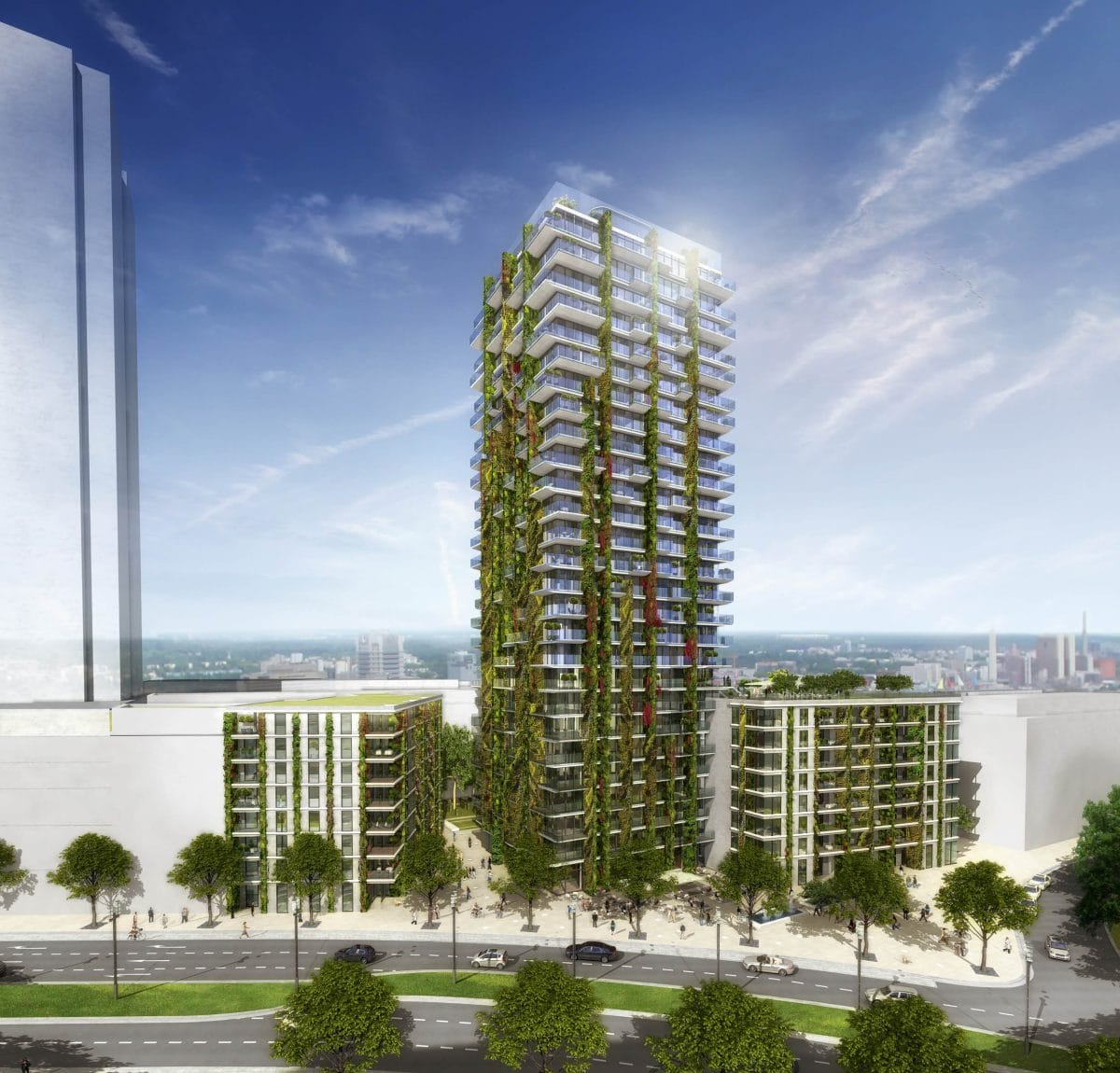 Europaviertel Frankfurt: vertikale Gärten am Wohnturm EDEN