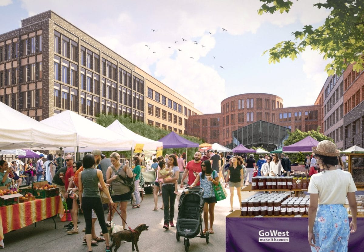 Auf dem Campus-Platz des „GoWest“ sollen zum Beispiel Märkte stattfinden (Bild: Christoph Kohl Stadtplaner Architekten GmbH).