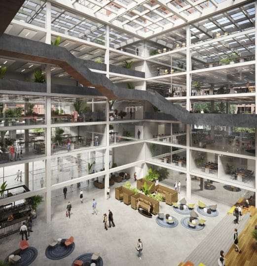 Ein Blick ins Innere von „EDGE HafenCity Hamburg“ (Bild: HENN GmbH/EDGE Technologies/OVG Real Estate).