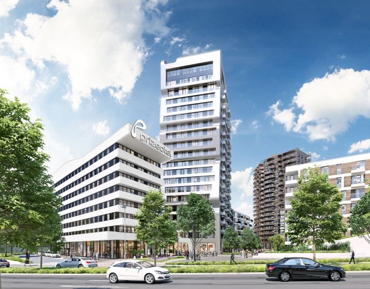 Im „prizeotel Düsselsdorf-City“als Teil von „Grand Central“ entstehen 250 Zimmer der 2-Sterne-Superior-Kategorie (Bild: Catella Project Management GmbH).