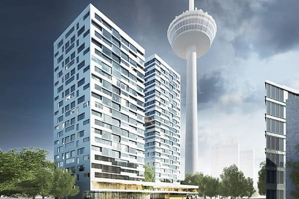 Neben dem Colonius in Ehrenfeld: über 700 neue Mikro-Appartements im Projekt „2Türme“