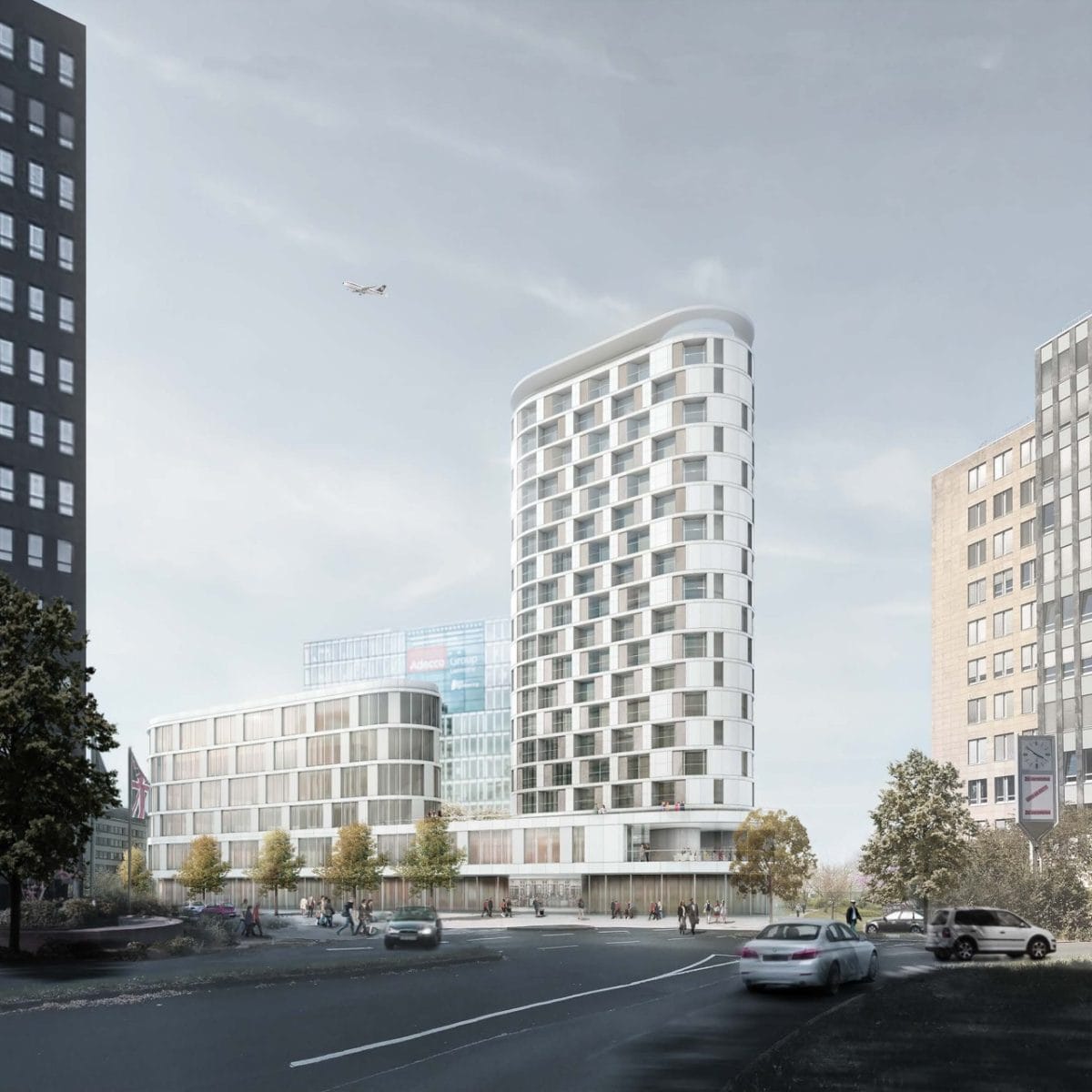 Quartier Seestern in Düsseldorf: neuer Wohnturm im Niederkasseler Lohweg 16