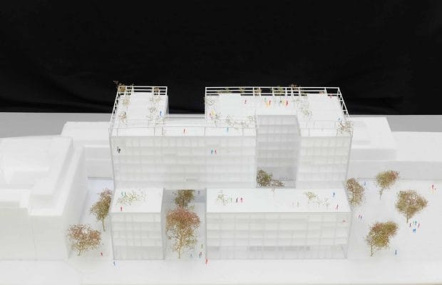 Das JAHO-Modellfoto für das im 1. Bauabschnitt entstehende Stadthaus (Bild: Kuehn Malvezzi).
