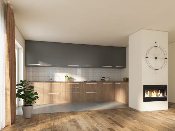Individuelle Ausstattung in der Küche inkl. Kamin.