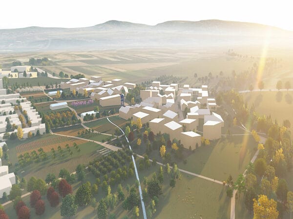 Das Quartier Hangweide in Kernen im Remstal aus der Vogelperspektive.