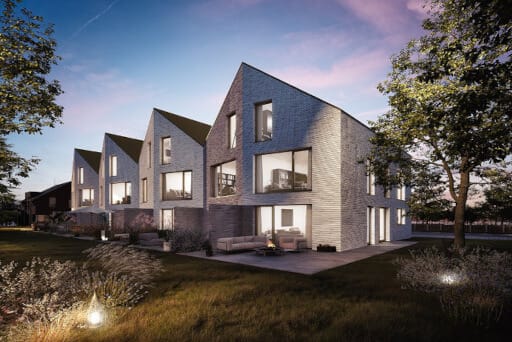 Reihenhäuser mit Outdoorbeleuchtung