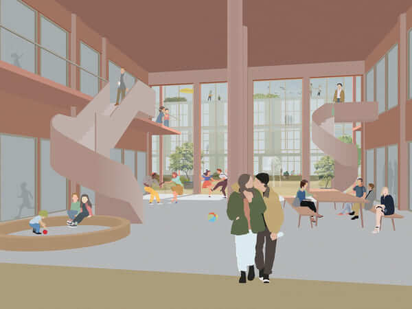 Einladend: Die Halle des Quartiers Wohnen am Fluss.