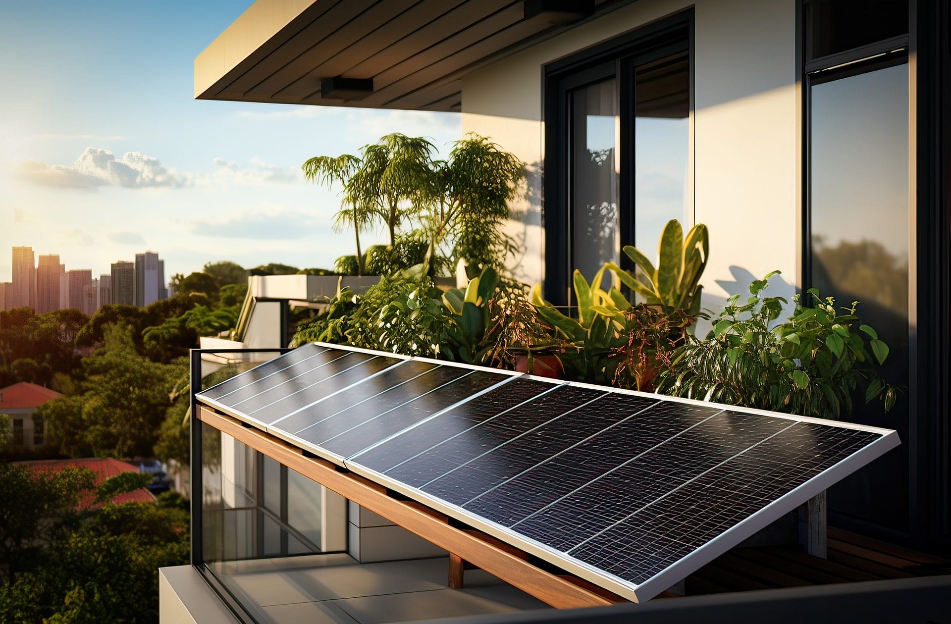 Balkonkraftwerk: eine Mini-Solaranlage auf dem Balkon dient der eigenen Stromerzeugung.