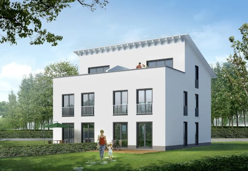 Moderne Doppelhaushälften mit Dachterrasse. Wer möchte schon bei der Neubau-Immobilie auf Komfort verzichten?