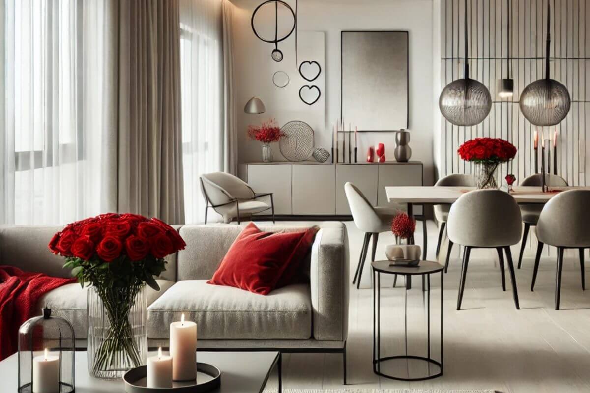 Wohn- und Esszimmer an Valentinstag