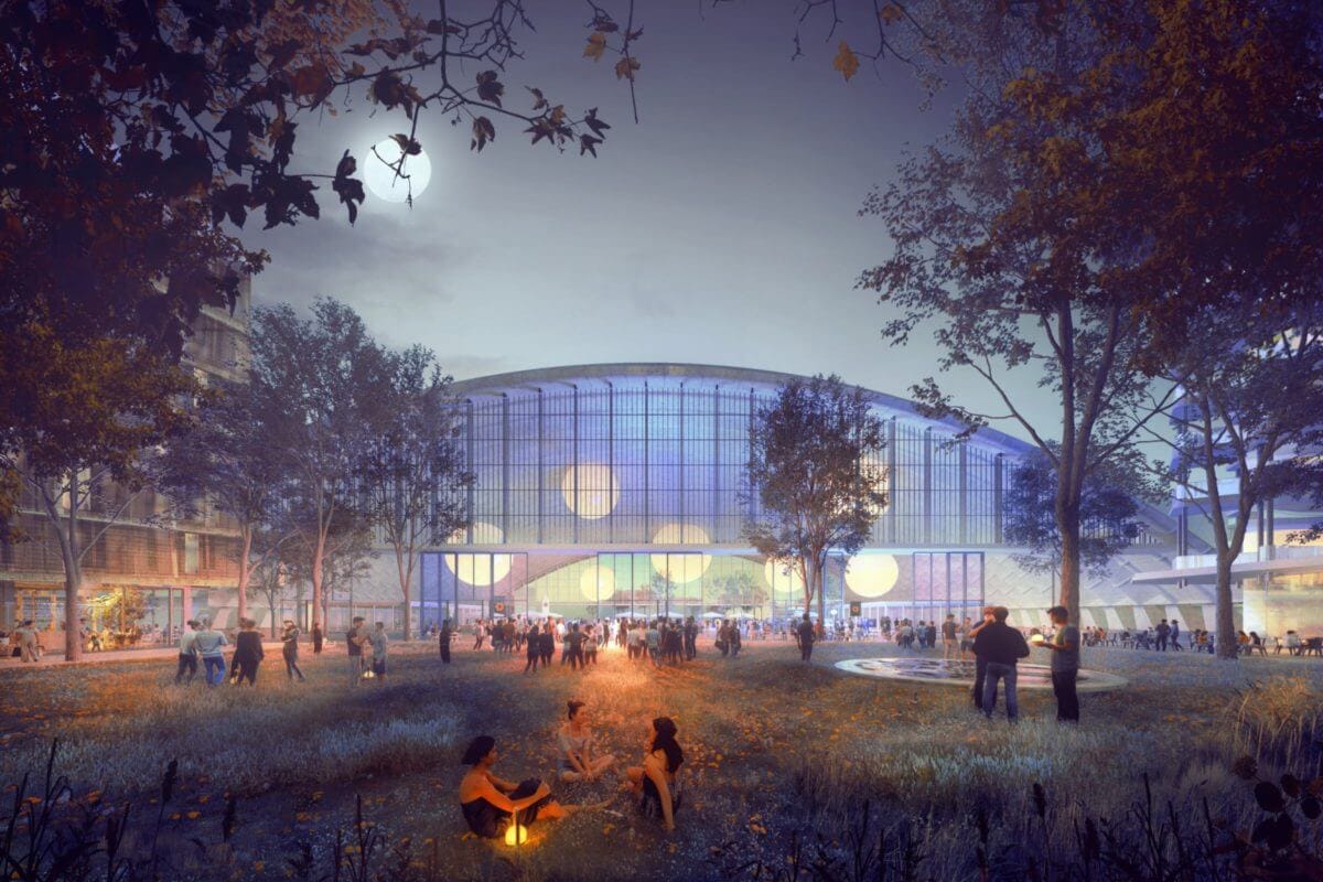 Abendstimmung im PaketPost-Areal München.