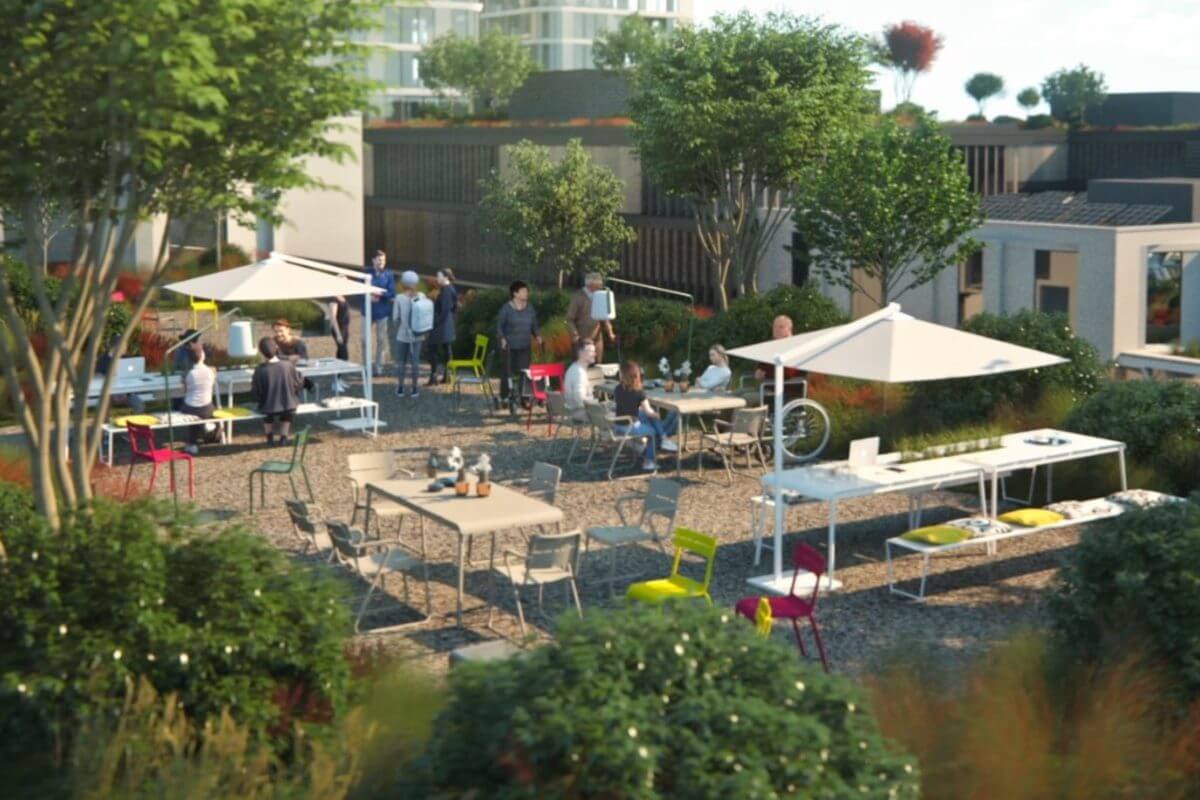 Gemeinschaftsflächen gibt es im M-Park auch auf den begrünten Dächern.