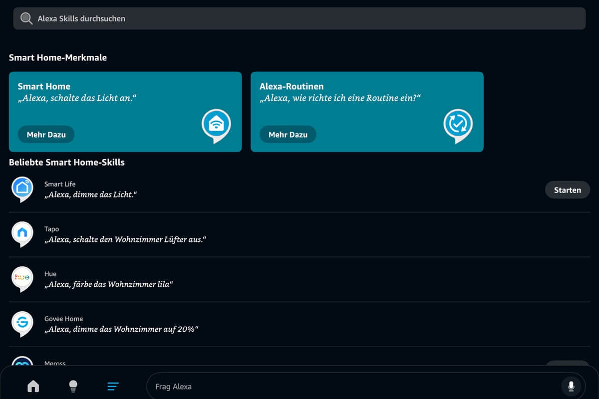 Screenshot Alexa App: Smart Home